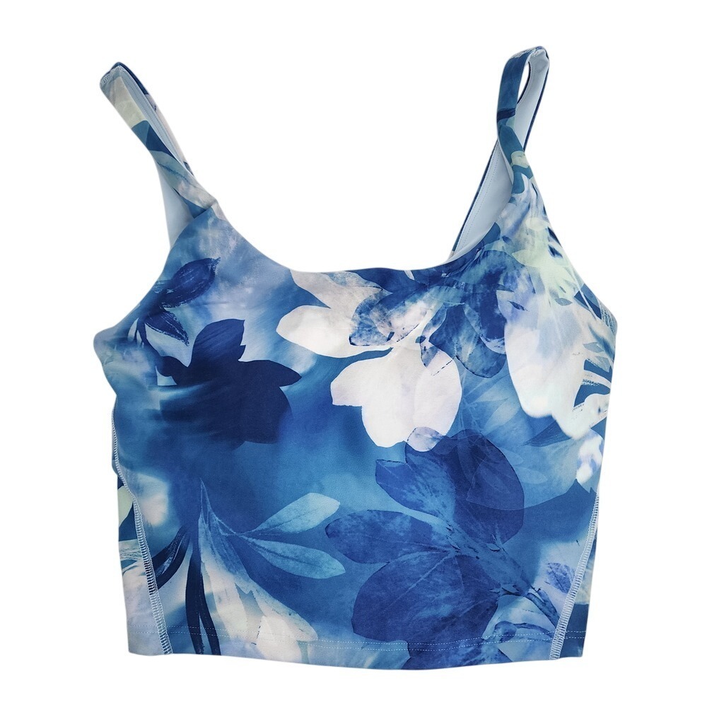 Old Navy Active Powersoft Bra Top Women's Small Light Support Floral Blue NWT - Picture 1 of 6